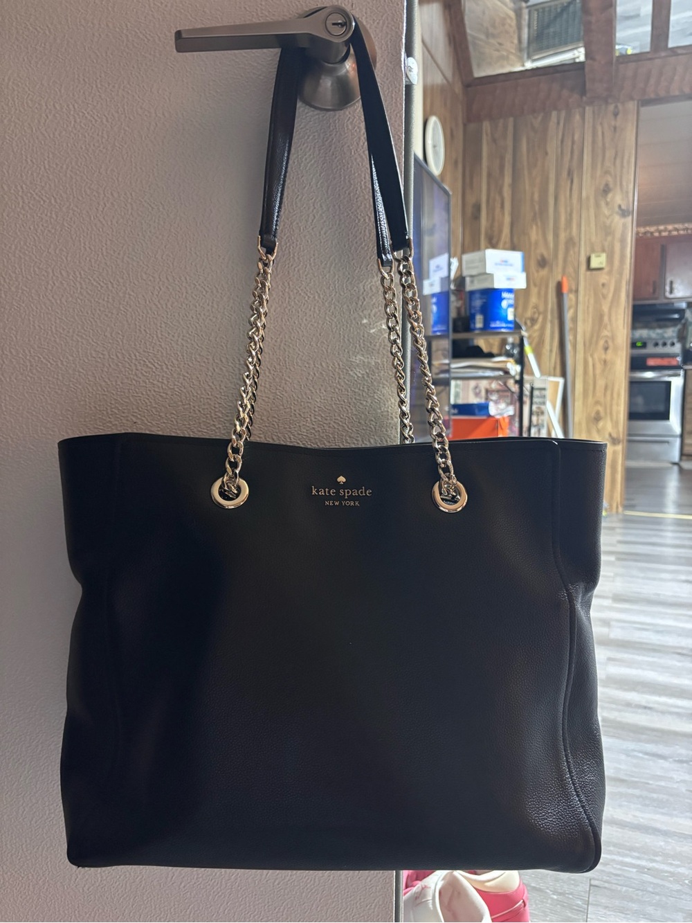 Kate Spade Black Leather Chain Strap Tote Bag – Like New - Picture 3 of 9